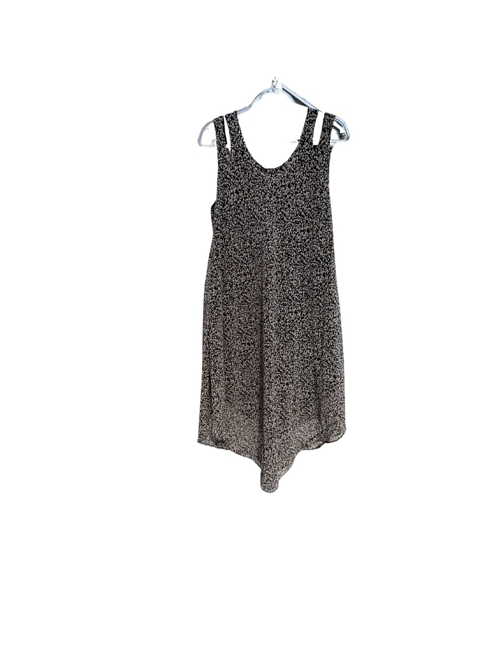 Asymmetrical Black and White Printed Tank Dress swim coverup